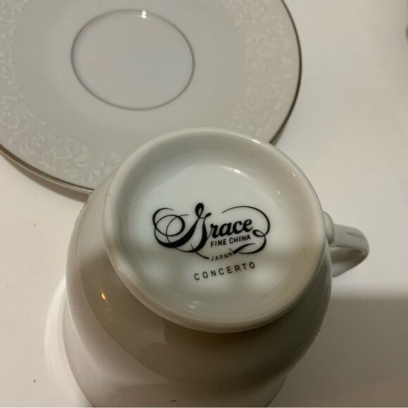 Set of 2- Grace Fine China Japan-Concerto-Tea Cups w/Saucers - Picture 2 of 4